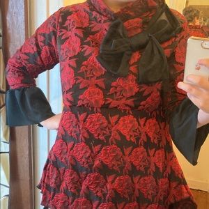 Custom made red and black outfit.